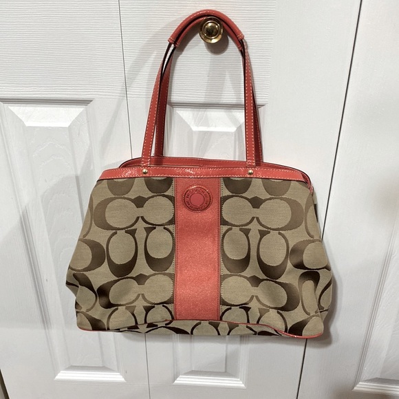 Red & Tan Coach Purse - Picture 6 of 15